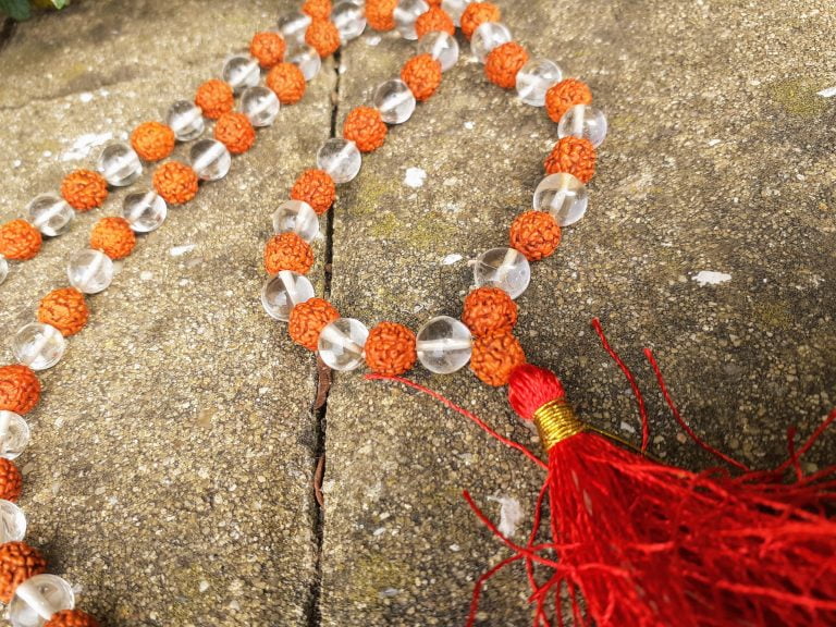 Japa Mala De Rudraksha E Quartzo Branco Templo De Buda Loja De