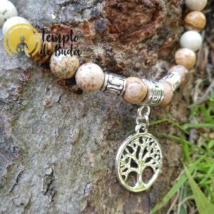 Bracelet ou image en bois de jaspe avec arbre de vie