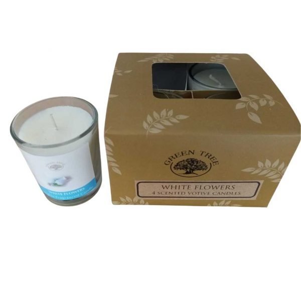White Flowers Scented Cup Candle Box
