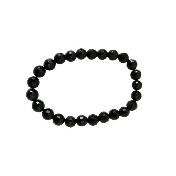 Pulseira de Turmalina Negra Facetada 9mm