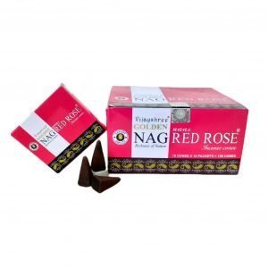 Golden Nag Red Rose Cone Indian Incense Box