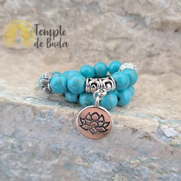 Bracciale Lotus turchese 8 mm - immagine 2